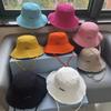 Designer Fisherman Hat Personalized Trend Letters Wide Eave Cap Summer Solid Color Sunproof Hanging Rope Bucket Hat For Adults