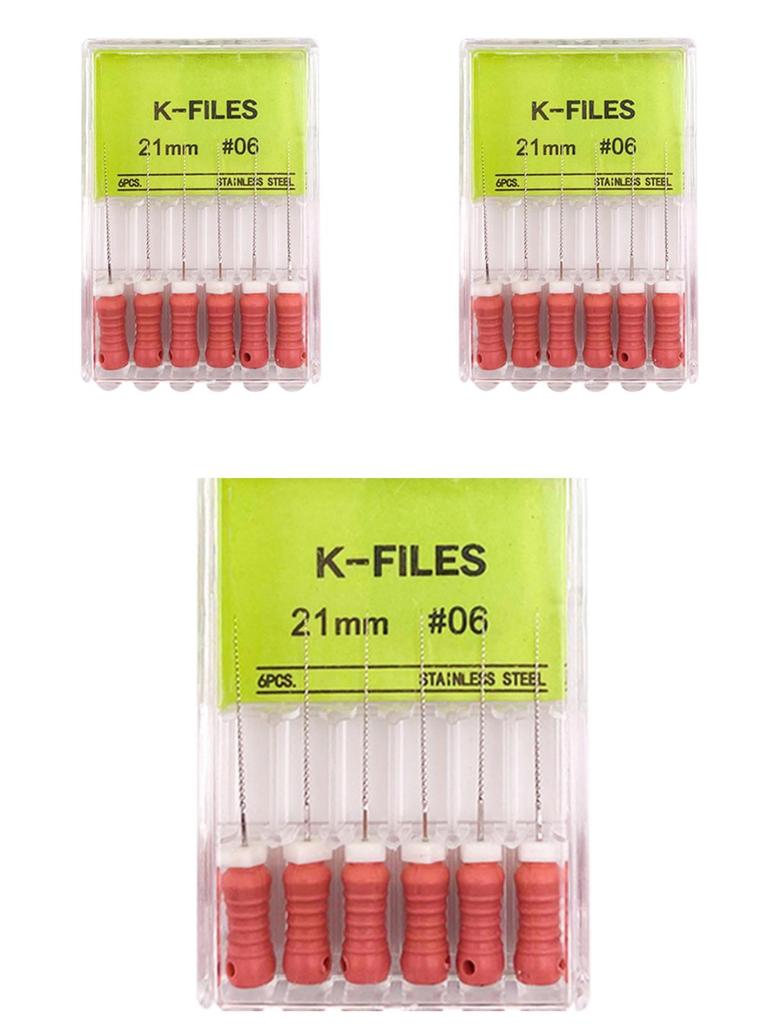 3boxes,6Pcs/Box Dental K Files 21mm/25mm Hand Use Files Stainless Steel Root Canal Files Dentistry Endodontic Instruments