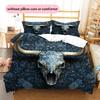 Cow Skull Pattern Bedding Home Decoration Birthday Gift (1 * duvet cover + 2 * pillowcase, without core)