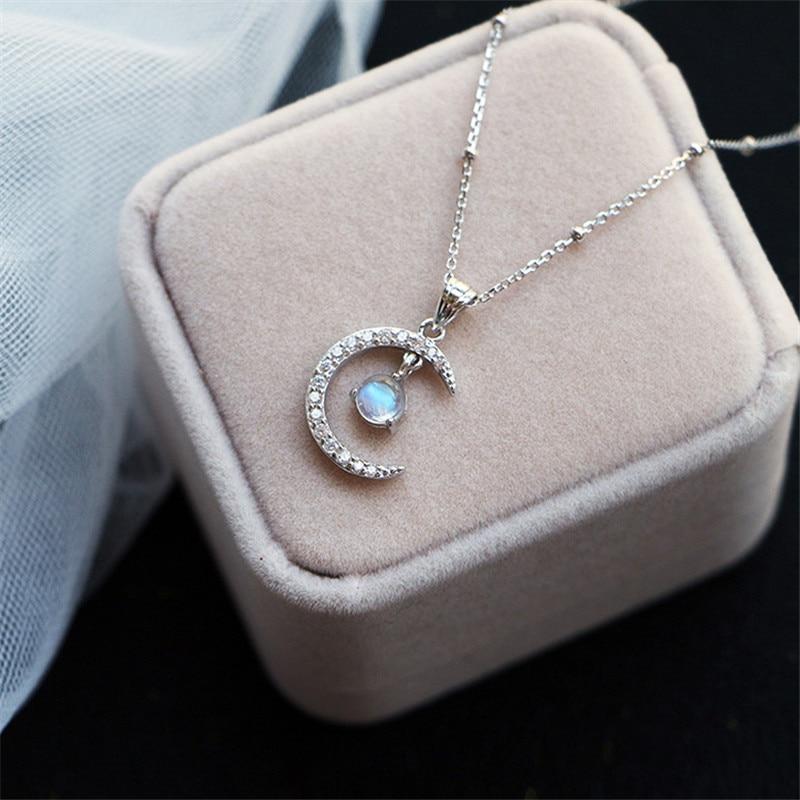 Moonstone Zircon Stone Moon Charm Necklaces Creative Elegant Look Clavicle Chain Gathering For Gathering Jewelry Women ChokerElegant Charm