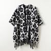 Autumn And Winter Unisex Leopard Print Color Matching Double-Sided Shawl With Imitation Cashmere High-End Warm Fringed Scarf Cape