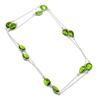 Lab Created Peridot Necklace 36" Chain Silver Finish Pear Cut Gemstone Jewelry