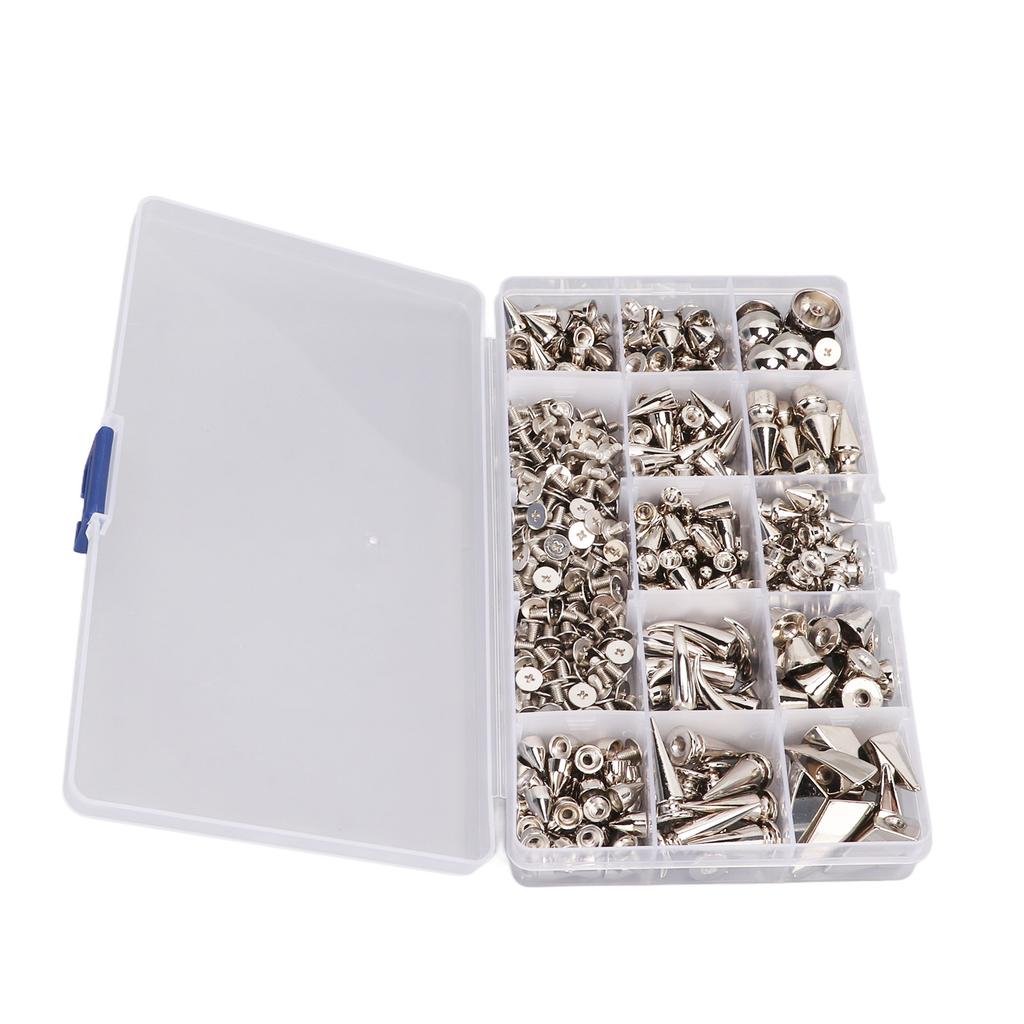 270Pcs 12 Styles Punk Rivet Kit Fine Workmanship Smoothly Durable Zinc Alloy Material Leather