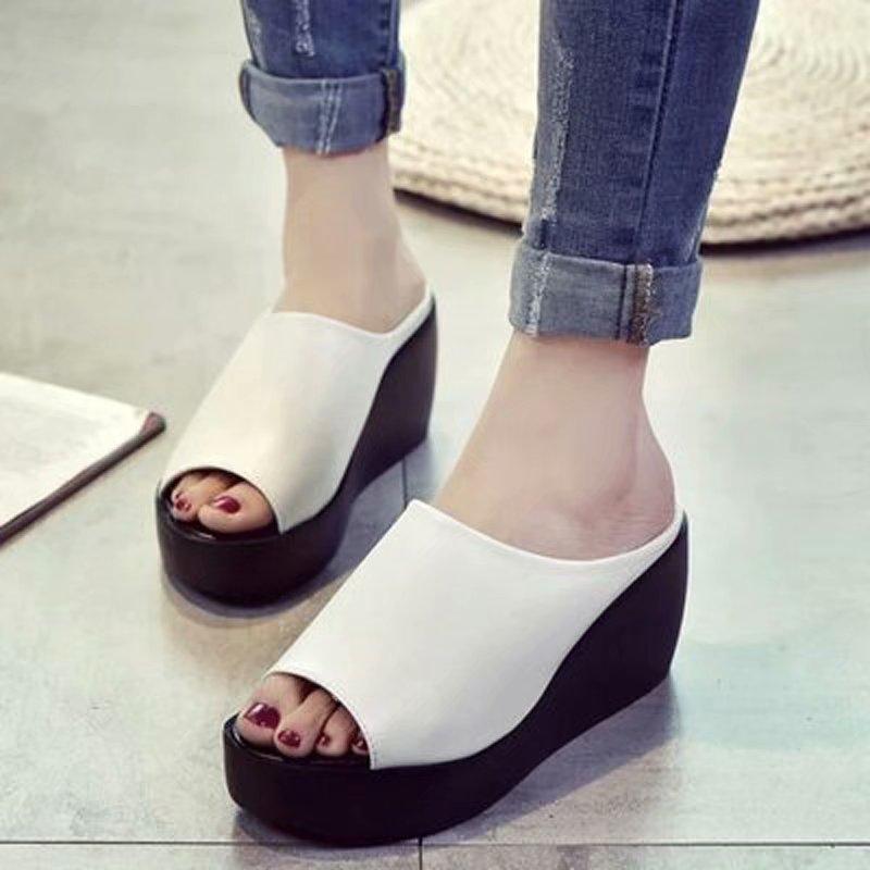 Summer Sexys Slippers Woman Wedges Platform Beach Flip Flops Sandals Slippers For Women Black Women Female Lady Shoes Zapatos Mujer
