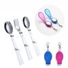 304 Stainless Steel Solding Spoon Creative Tableware Outdoor Portable Three-Fold Spoon Fork Travel Folding Spoon Storage Box