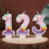 Flowers Rainbow Handmade Numbers Birthday Candles Cake Decoration Party Festive First Year Number Candles 0-9