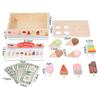 Wooden Ice Simulation Cream Vending Cabinet Model Children Toy Set For Gift
