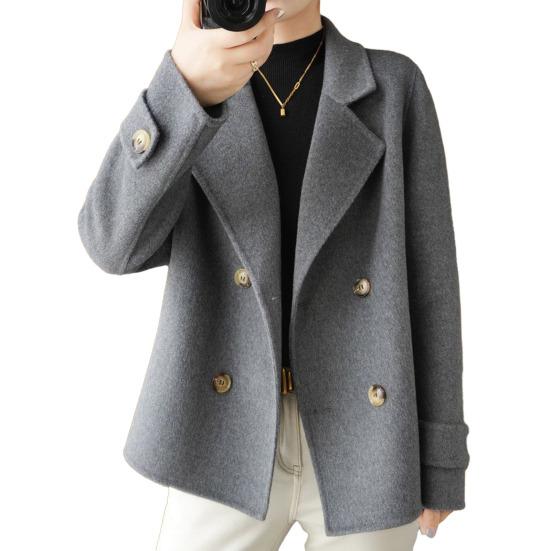 Women Fall Winter Coat Thick Loose Solid Color Double-breasted Buttons Lapel Notch Collar Long Sleeve Cold Resistant Lady Trench Coat