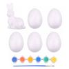 1 Set Easter Egg Rabbit Painting Kit with 6 Colors Paints Paintbrush DIY Paintable White Rabbit Egg Arts Crafts
