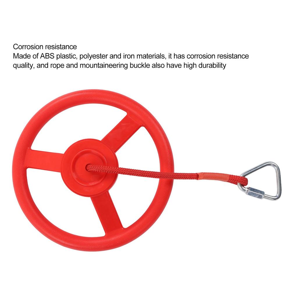 Children Gym Rotating Wheel Plastic Directional Wheel Kids Outdoor Fitness Exercise Wheel with Rope Red