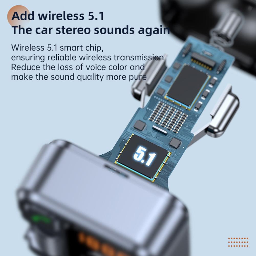 Bluetooth FM-передатчик для автомобильного радио с микрофоном для беспроводных телефонных звонков без помощи рук MP3-плеер с поддержкой быстрой зарядки