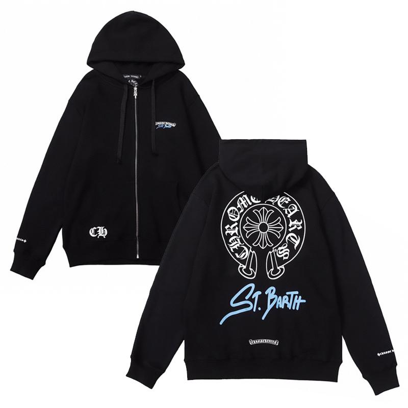 829 CHROME HEARTS 2026 Осень-Зима Новая Классическая Толстовка с Капюшоном и Молнией, Большого Размера, Подходит для Ношения Парами