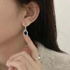 Elegant Black Oval Pendant Earrings for Women - Exquisite S925 Silver Plated Needle and Creative Design