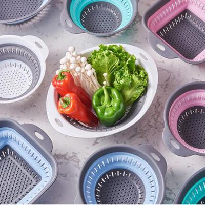 Силиконовая кухонная складная корзина для хранения, складной дуршлаг, сито для фруктов и овощей, кухонный фильтр для сушки, органайзер