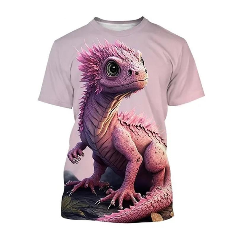 Летние футболки с принтом «Дракончик 3D» для мужчин и женщин, повседневная мода, уличная одежда, футболки большого размера с коротким рукавом, детские футболки, топы, одежда