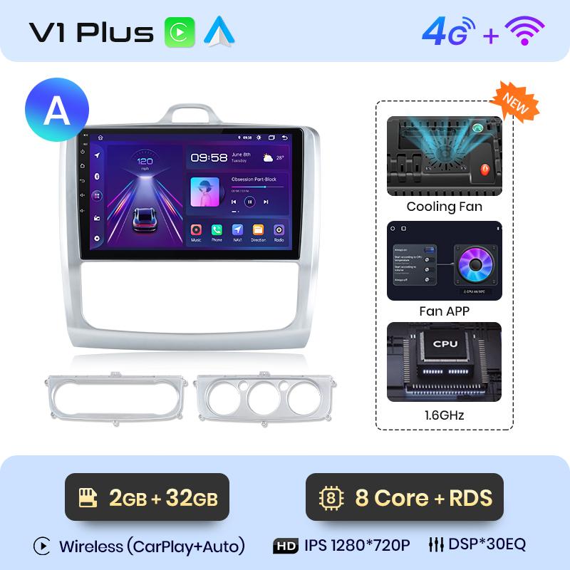 Junsun CarPlay Android Auto Car Radio for ford focus 2 3 Mk2 Mk3 2004-2011 GPS Intelligent Systems Stereo Multimedia Car Radio