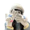 Cute cartoon plush gloves female winter warm thickened student riding touch screen split-finger gloves three-dimensional
