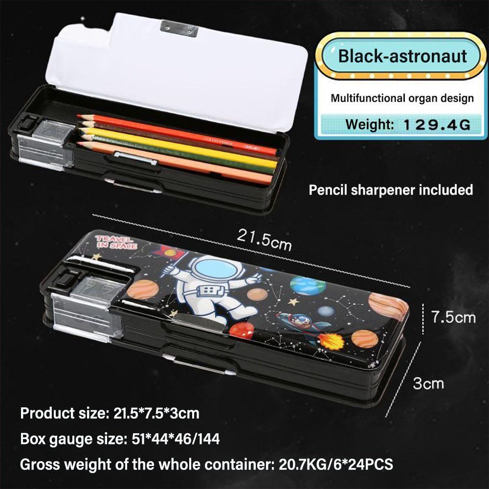 Пенал с дизайном астронавта, двухслойный ящик для хранения канцелярских принадлежностей, мультяшный пенал для мальчиков/девочек