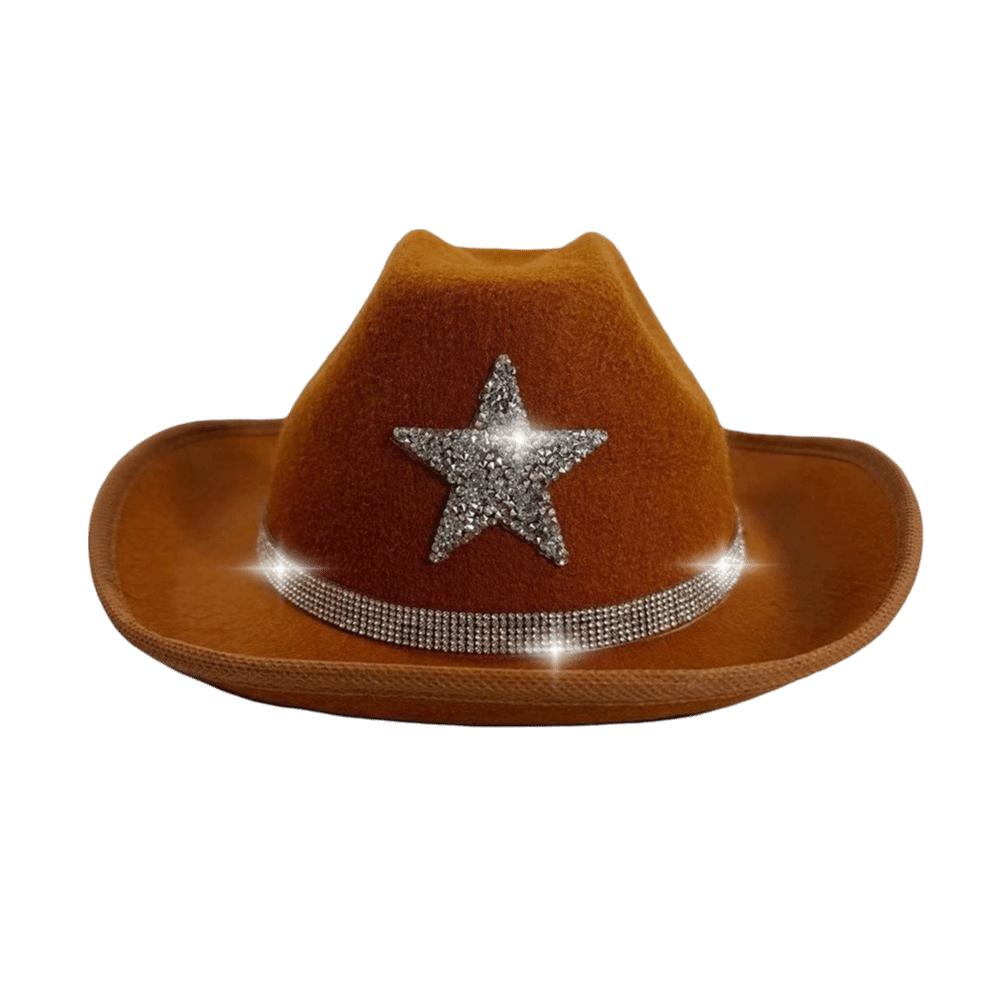 Rhinestone Summer Sun Hat Sparkling Kids Bucket Hat Cool Western Cowboy Hat  Dress-Up