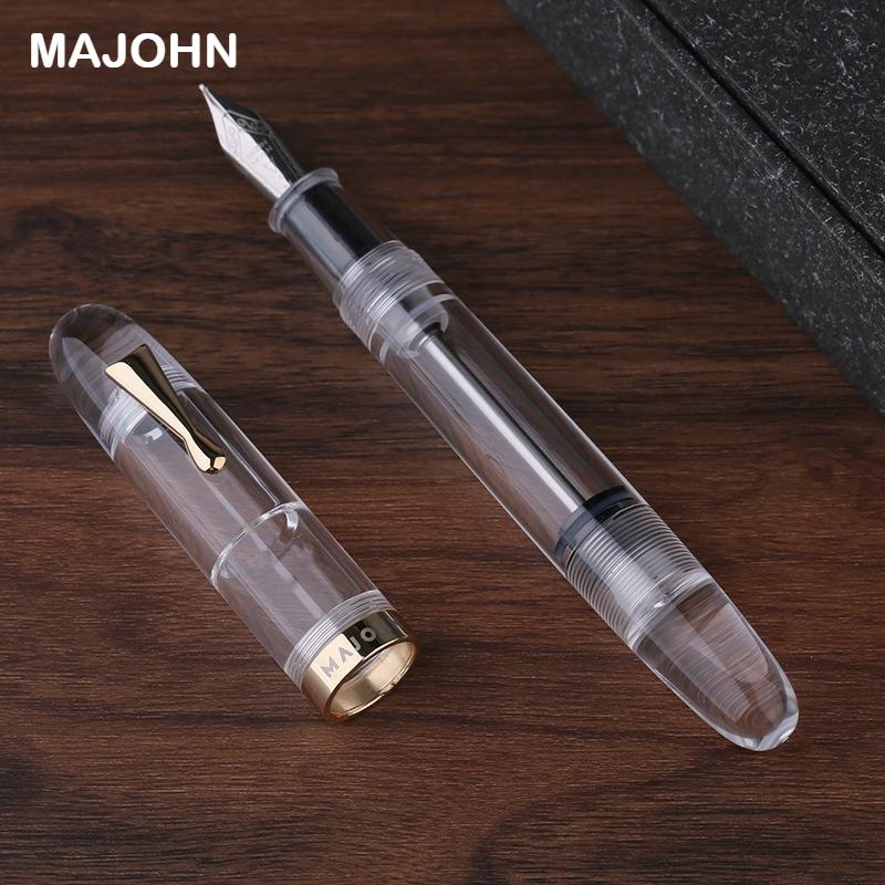 MAJOHN C4 Полностью прозрачная большая перьевая ручка Заправка пипеткой Чернила Пишущая Подарочная ручка PK JINHAO Школьные принадлежности Канцелярские товары