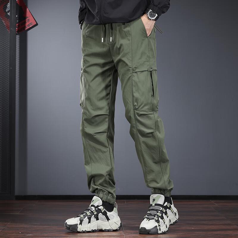 Мужские брюки-карго свободного кроя с множеством карманов, зауженные