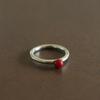 Modernlike Silver 925 Round Red Ball Ring