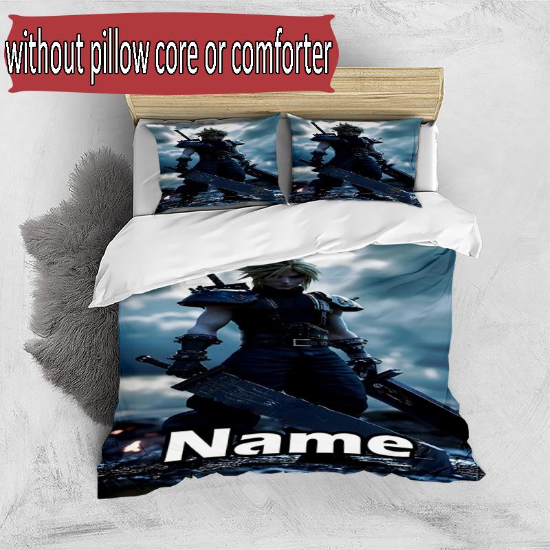 3pcs Duvet Cover Set (1*Duvet Cover + 2*Pillowcase, Without Core), Custom Name Final Fantasy Pattern Bedding Set, Home Bedroom Decor Gift