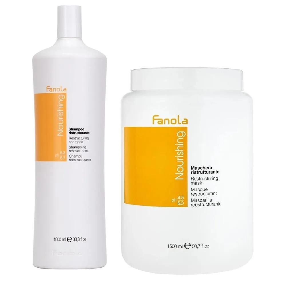 FANOLA Fanola Shampoo 1L + Mask 1.5L Set 1 Pack Fanola Nutricare Shampoo ristrutturante 1000 ml