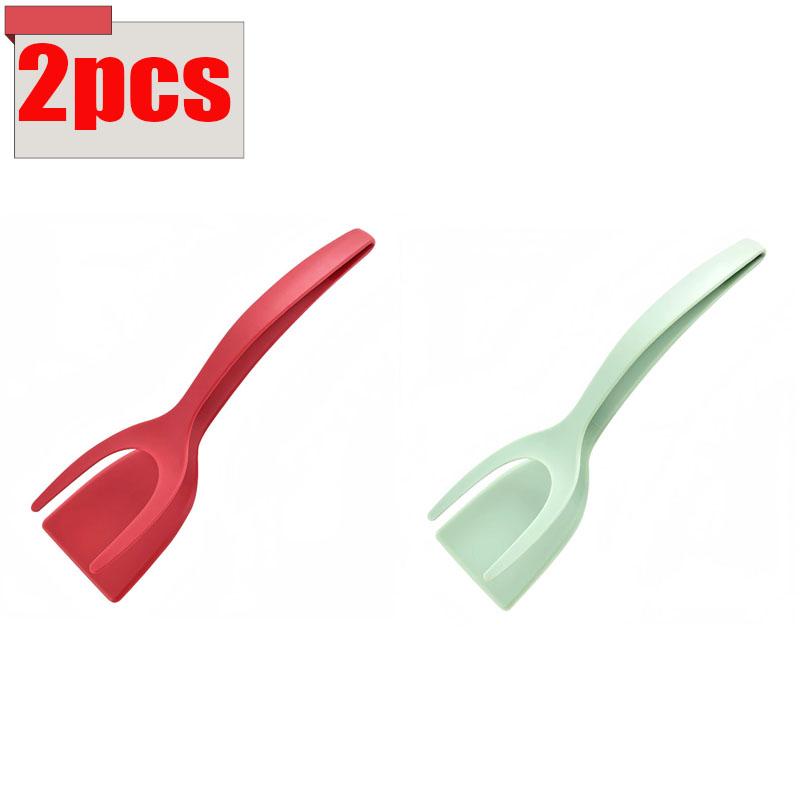 Multifunction 2 in 1 Spatula Tongs for Kitchen Egg Steak Toast Ham Fried Tongs Non Stick Tongs Novel Kitchen Accessories