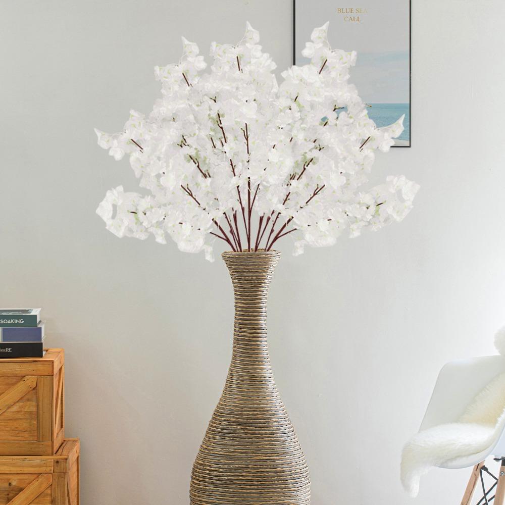 5 Pcs Faux Silk Material Artificial Cherry Blossoms Fake Flower Branches Table Centerpiece