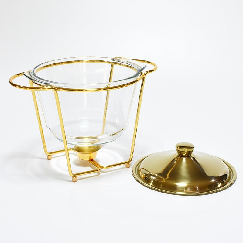 4,0 л Контейнер для подогрева пищи большой емкости Ресторан Маленький хот-пот Спиртовая горелка Глубокая стеклянная шведская линия