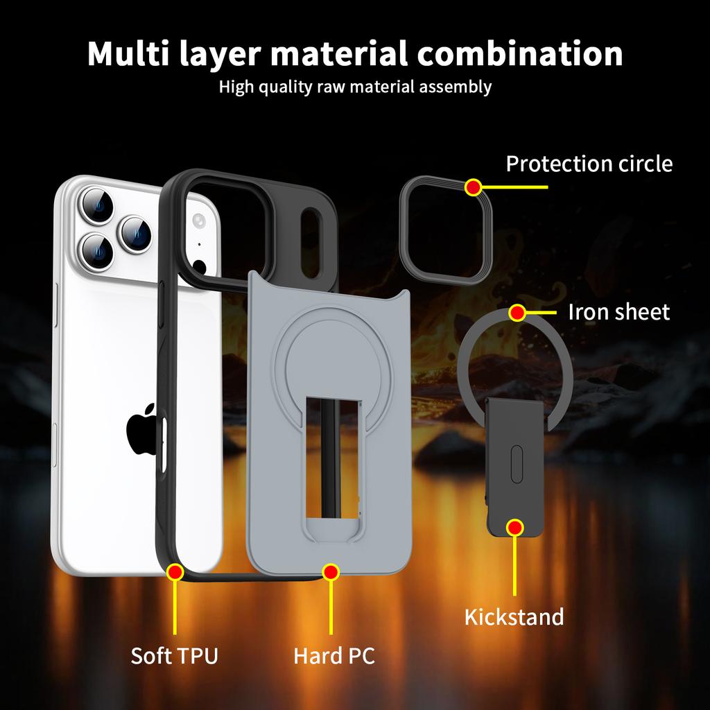 Magnetic Invisible Stand Protective for Case for For Iphone 17 Air 12 1 14 13 16 Pro Max Plus Matte Shockproof Cover