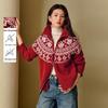 INMAN Women's Fair Isle Double-Zip Knit Cardigan