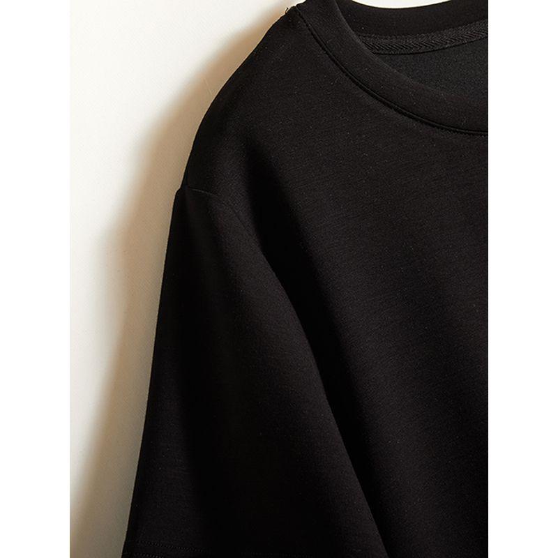 Japanese Style Export Orders! Taipan Pure Color Round Neck New Carved Hollow Flower Craft Short Sleeve Cotton T-shirt for Women Summer