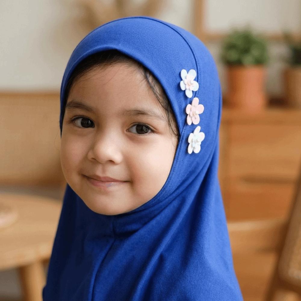 with Floral Ornament Little Girls Pull-On Hijab Soft Head Cover Cute Head Wrap Turban Casual