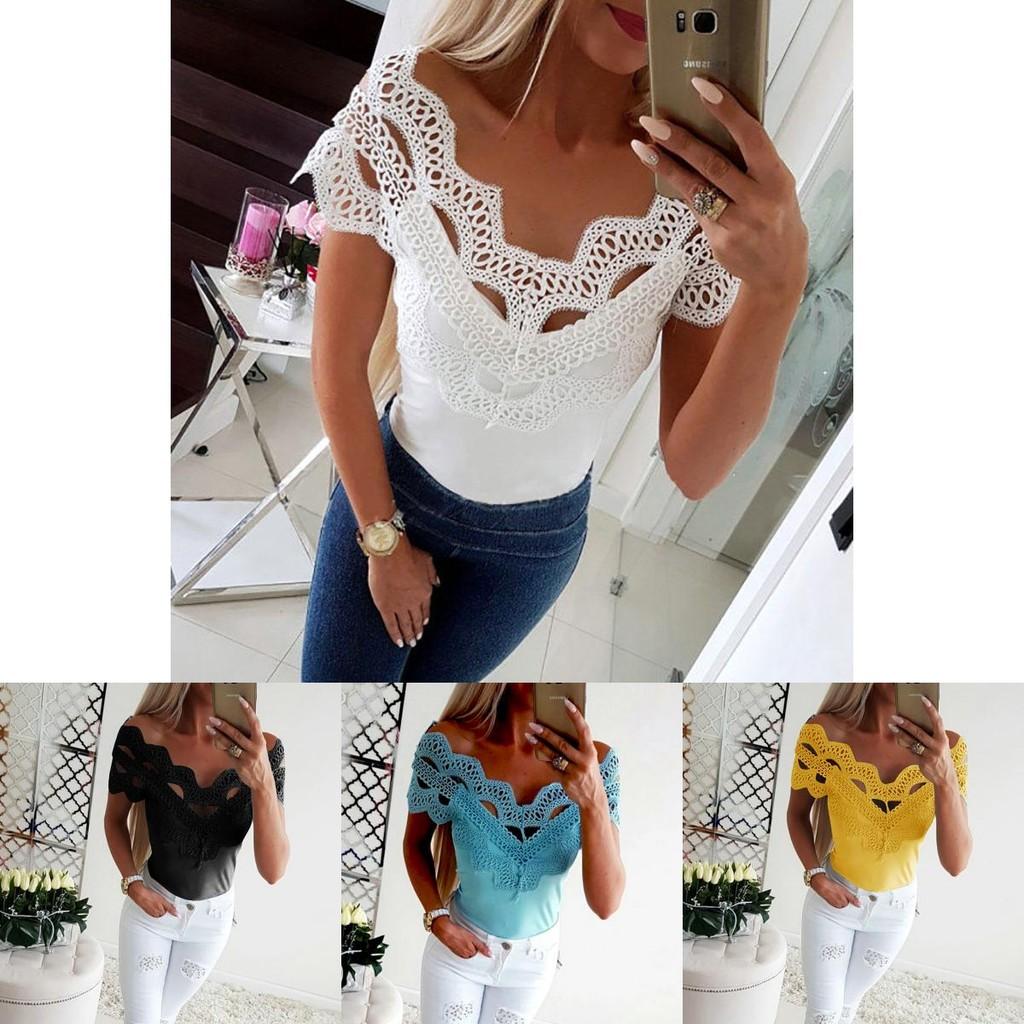 Женские футболки с коротким рукавом и кружевом премиального качества для непринужденного летнего стиля