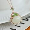 Xinjiang Hotan Jade S925 Silver Inlaid Jade Pendant Necklace Women's Birthday Gift for Girlfriend and Wife