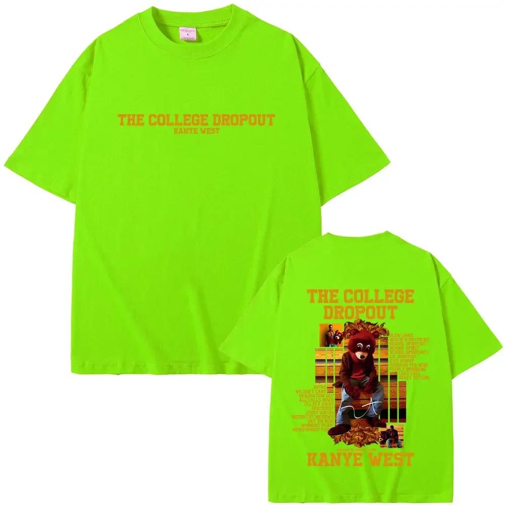 Rapper Kanye West The College Dropout Bear Graphic Tshirt Unisex Wounisex Hip Hop Pop Music T Shirts Casual Cotton Vintage Tshirts B