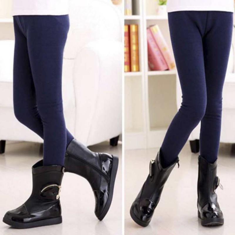 Children Baby Girls Winter Solid Pants Plush Warm Leggings Kids Girl Fleece Lined Leggings for 2-13 Years