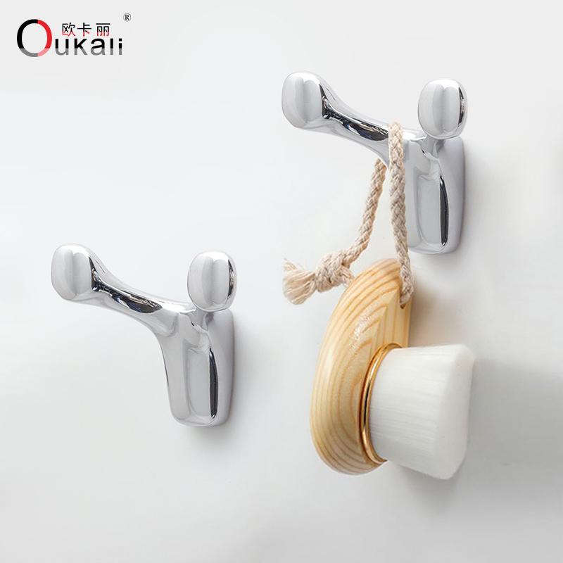 Oukali Horn Hook Clothes Wall Hooks Metal Cute Keys Bag Clothes Black K Gold Chrome Bathroom Towel Double Hooks