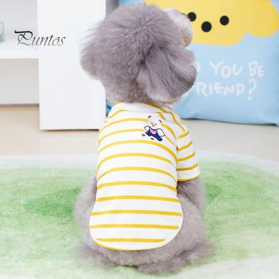 Милая тонкая футболка с круглым вырезом и рисунком медведя из мультфильма «Домашние животные», летний полосатый свитер для повседневной носки
