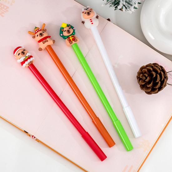 4Pcs Christmas Gel Ink Pens Cartoon Snowman Deer Design Smooth Writing Comfortable Grip Kids Pens Christmas Party Favors