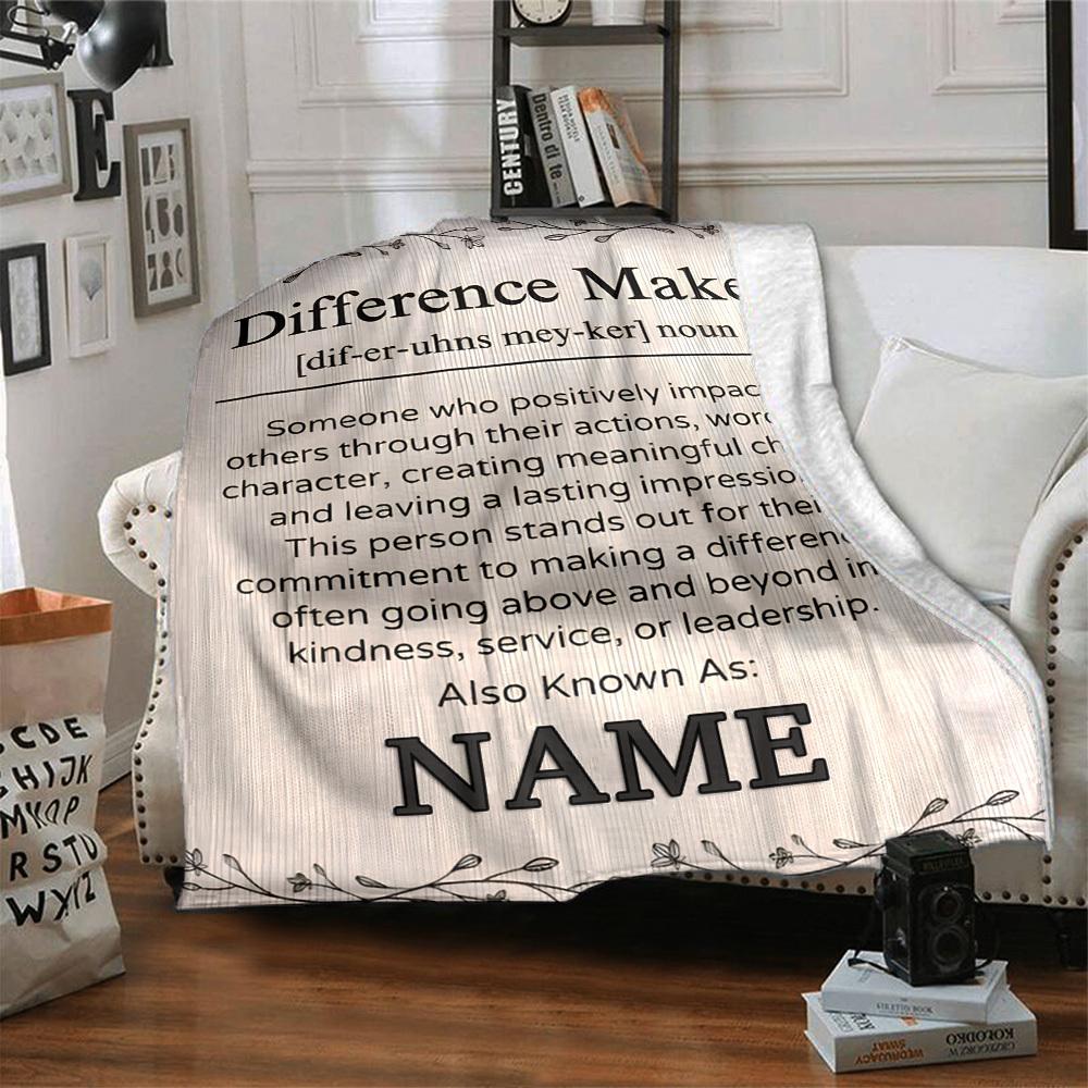 Difference Maker Definition Throw Customizable Blanket Customize Text Soft Warm Cozy Throw For Sofa Couch Office Bed Picnics Four Seasons Multipurpose