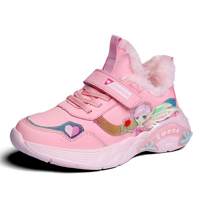 Autumn and Winter New Style Children's Cotton Warm Sports Running Shoes High-top Cotton Shoes Snow Shoes Children's Shoes Basketball Shoes Girl Shoes