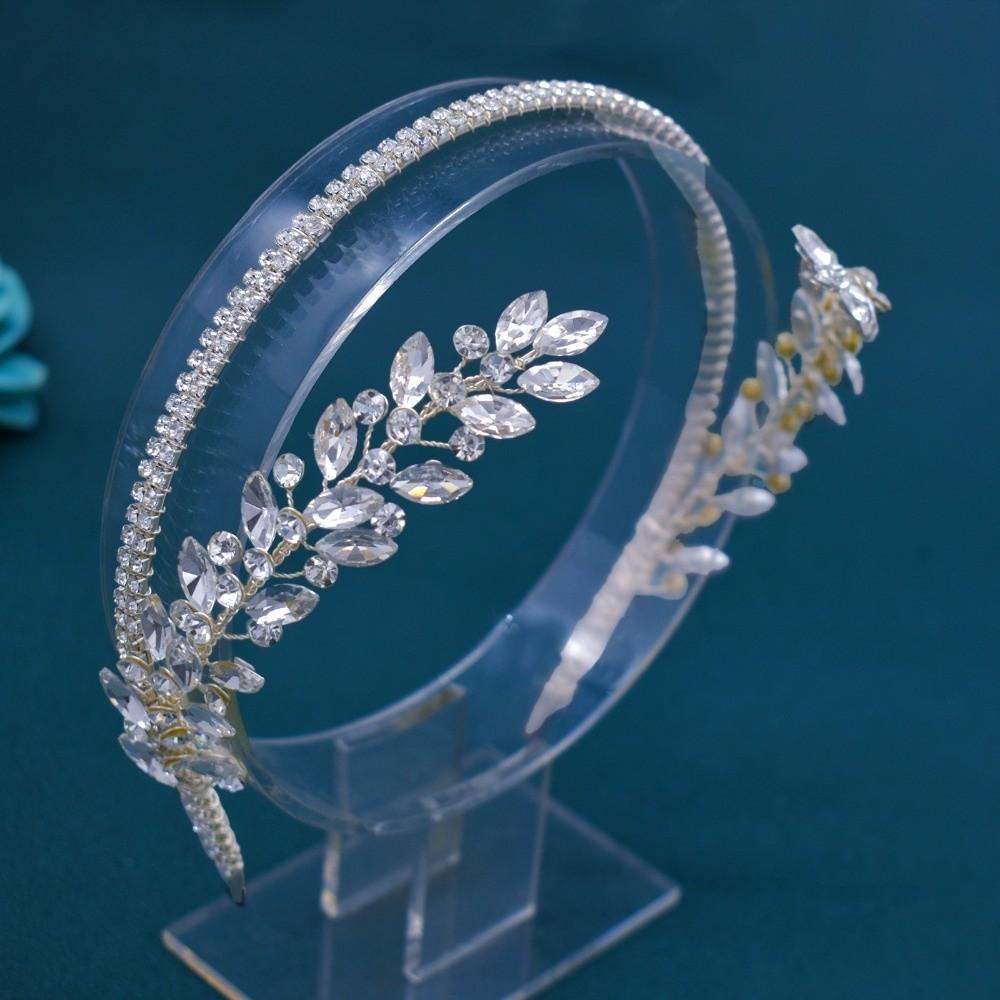 Shiny Minimalist Rhinestones Bride Headband Elegant Bridal Head Hoop Women Headpiece  Girls