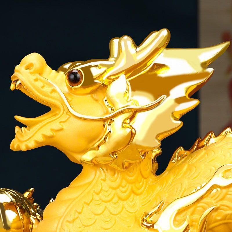Китайский стиль Чжаоцай Фэншуй Золотой Дракон Орнамент Привлечение Богатства Счастливый Дракон Талисман Настольное Украшение