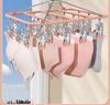 Stainless Steel Windproof Drying Rack with 24 Clips - Multifunctional Clothes and Sock Hanger
