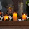 Homemory Flickering Flameless Battery Operated Acrylic LED Pillar Candles with Remote Control and Glass Set of 3 Candles, Timer, Effect, White,