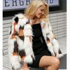 mitation fur acket casual autumn and winter new whole leather imitation fox fur round neck short jacket trendy large size
