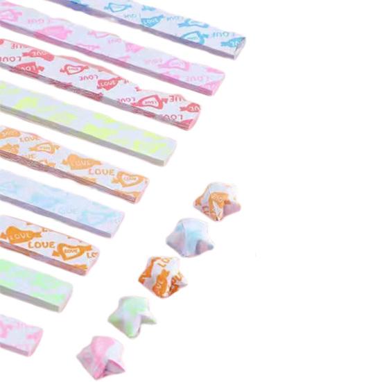 420 листов светящейся бумаги со звездами оригами, полоски разных цветов, двухсторонняя, легко складывающаяся бумага Lucky Star